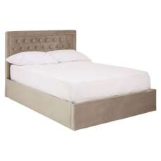 Hannata Velvet Storage Ottoman Double Bed In Mink - UK