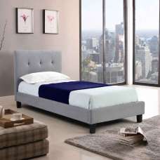 Hanne Linen Fabric Single Bed In Grey - UK