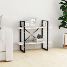 Hanny Pine Wood 2-Tier Bookshelf In White - UK