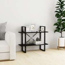 Hanny Pine Wood 2-Tier Bookshelf In Black - UK