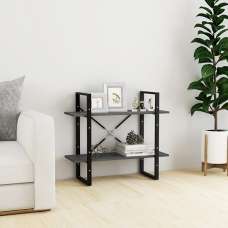 Hanny Pine Wood 2-Tier Bookshelf In Grey - UK