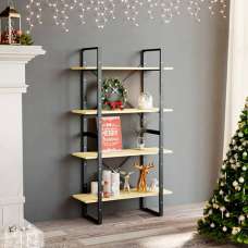 Hanny Pine Wood 4-Tier Bookshelf In Natural - UK