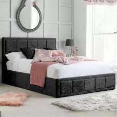 Hanover Fabric Ottoman King Size Bed In Black Crushed Velvet - UK
