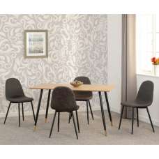 Hanover Oak Wooden Dining Table With 4 Alsip Brown Chairs - UK