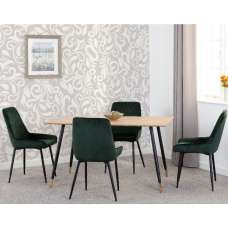 Hanover Oak Wooden Dining Table With 4 Avah Green Chairs - UK