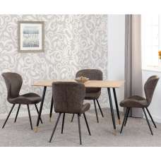 Hanover Oak Wooden Dining Table With 4 Qinson Brown Chairs - UK