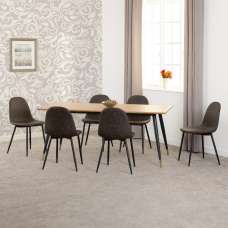 Hanover Oak Wooden Dining Table With 6 Alsip Brown Chairs - UK