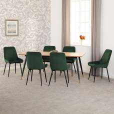Hanover Oak Wooden Dining Table With 6 Avah Green Chairs - UK