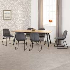 Hanover Oak Wooden Dining Table With 6 Lyster Grey Chairs - UK