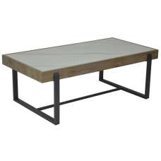 Hanover Sintered Stone Coffee Table With Gun Grey Metal Frame - UK