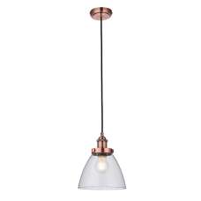 Hansen 1 Light Clear Glass Shade Pendant Light In Aged Copper - UK