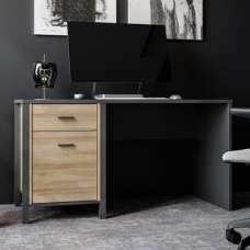 Harbor Wooden Laptop Desk With 1 Door In Matt Black And Oak - UK