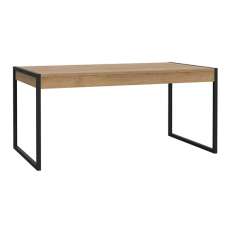 Harbor Wooden Dining Table Rectangular In Matt Black And Oak - UK