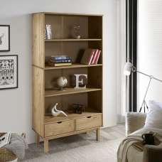 Harrow Wooden Bookcase With 2 Drawers In Brown - UK