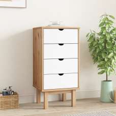 Harrow Wooden Chest Of 4 Drawers Tall In White Brown - UK