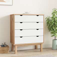Harrow Wooden Chest Of 4 Drawers Wide In White Brown - UK