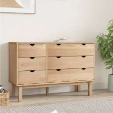 Harrow Wooden Chest Of 6 Drawers In Brown - UK