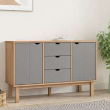 Harrow Wooden Sideboard With 2 Doors 3 Drawers In Grey Brown - UK