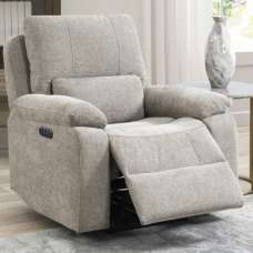 Harsel Fabric Electric Recliner 1 Seater Sofa in Fossil - UK