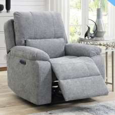 Harsel Fabric Electric Recliner 1 Seater Sofa in Granite - UK