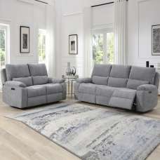 Harsel Fabric Electric Recliner 3+2 Seater Sofa in Granite - UK