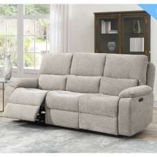 Harsel Fabric Electric Recliner 3 Seater Sofa in Fossil - UK