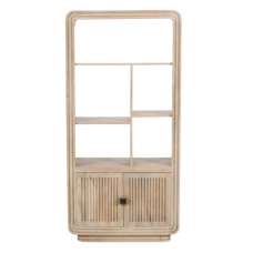 Harvey Carved Mango Wood Bookcase With 2 Doors In Natural - UK