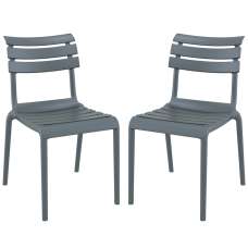 Haslet Dark Grey Polypropylene Outdoor Side Chairs In Pair - UK