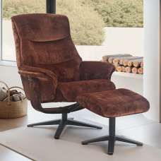 Haslet Fabric Recliner Chair With Stool In Brandy - UK