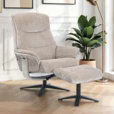 Haslet Fabric Recliner Chair With Stool In Husk - UK