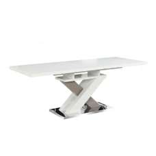 Haslet High Gloss Extending Dining Table in White and Grey - UK