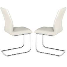 Haslet White PU Leather Dining Chairs In Pair - UK