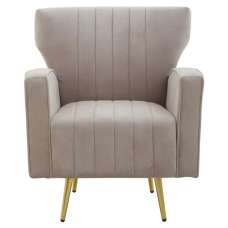 Hasselt Velvet Armchair In Mink With Gold Metal Legs - UK