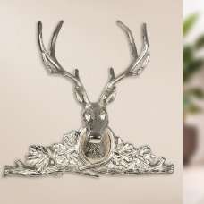 Hastings Small Aluminium Deer Wall Art In Silver - UK