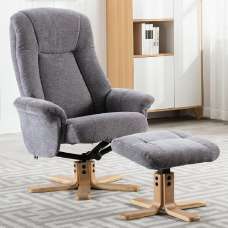 Hatton Fabric Recliner Chair With Stool In Lille Charcoal - UK