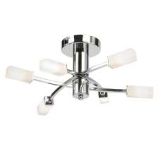 Havana 6 Lights Glass Semi Flush Ceiling Light In Chrome - UK