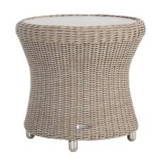 Haverhill Glass Top Garden Side Table In Natural Pistachio - UK