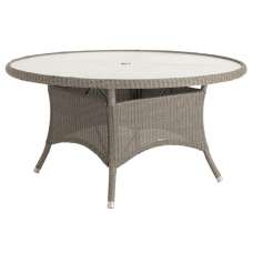 Haverhill Large Glass Top Round Dining Table In Grey Dusk - UK