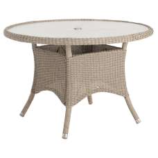 Haverhill Small Glass Top Round Dining Table In Natural Pistachio - UK