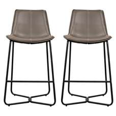 Holland Ember Leather Bar Chairs With Metal Base In Pair - UK