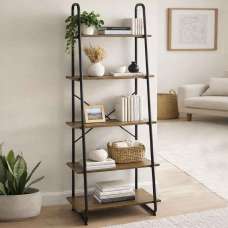Hayesville Bookcase With 5 Shelfs In Black And Oak - UK