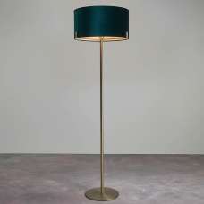 Hayfield Rich Green Velvet Shade Floor Lamp In Brass - UK
