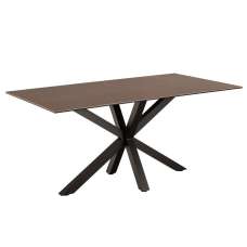 Hebron Large Ceramic Top Dining Table In Rusty Brown - UK