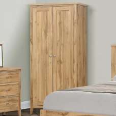 Hebron Wooden Wardrobe With 2 Doors In Oak - UK