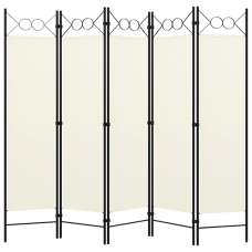 Hecate Fabric 5 Panel 200cm x 180cm Room Divider In Cream White - UK