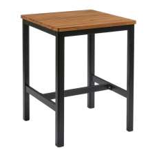 Helena 70cm Solid Acacia Wood Top Bar Table with Black Base - UK