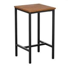 Helena 80cm Solid Acacia Wood Top Bistro Table with Black Base - UK