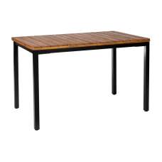 Helena Rectangular Solid Acacia Wood Top Dining Table with Black Base - UK