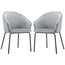 Helga Grey Velvet Dining Chairs With Black Frame In Pair - UK