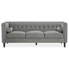Helix Upholstered Velvet 3 Seater Sofa In Grey - UK